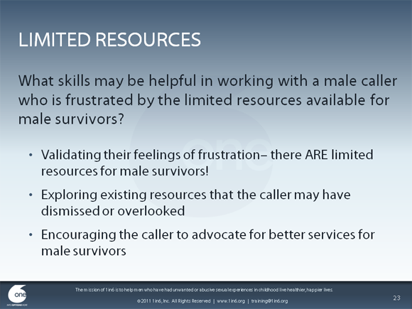 Working With Male Survivors