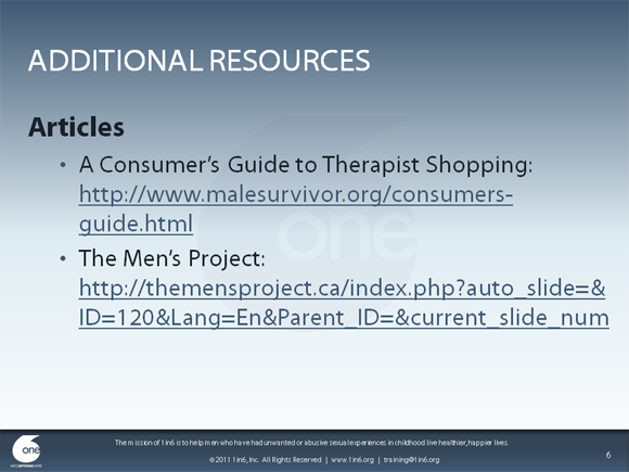 Working With Male Survivors